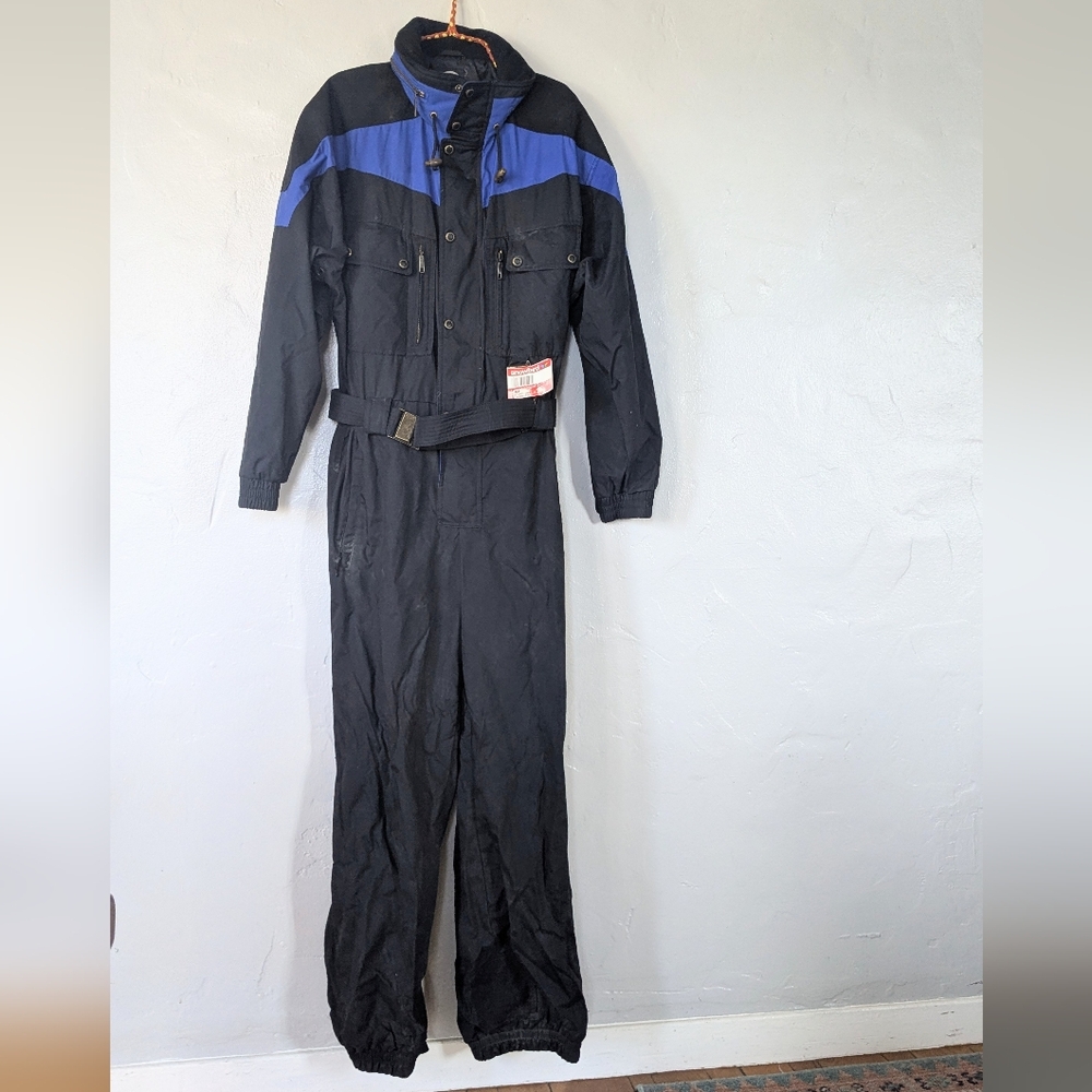 Vintage Marker LTD Men’s One Piece Ski Suit Large Retro 90s Snowsuit Hooded Blue - Picture 2 of 9